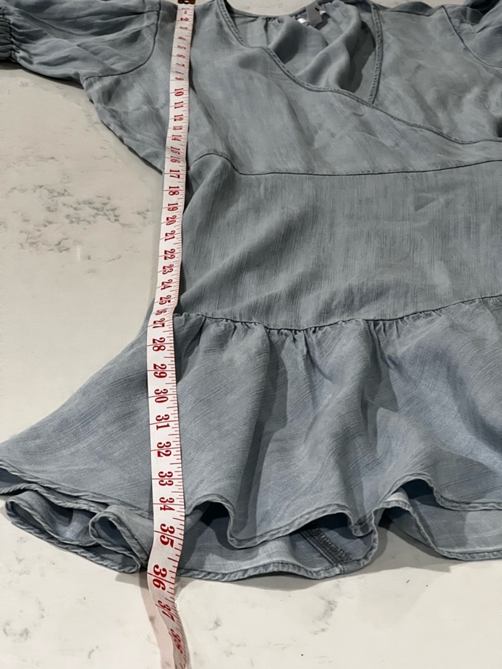 LC Lauren Conrad Pale Blue Wrap-Style Midi Dress - Picture 12 of 15